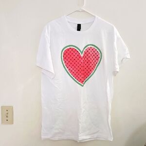 Large Gildan Heavy Cotton White T-Shirt‎